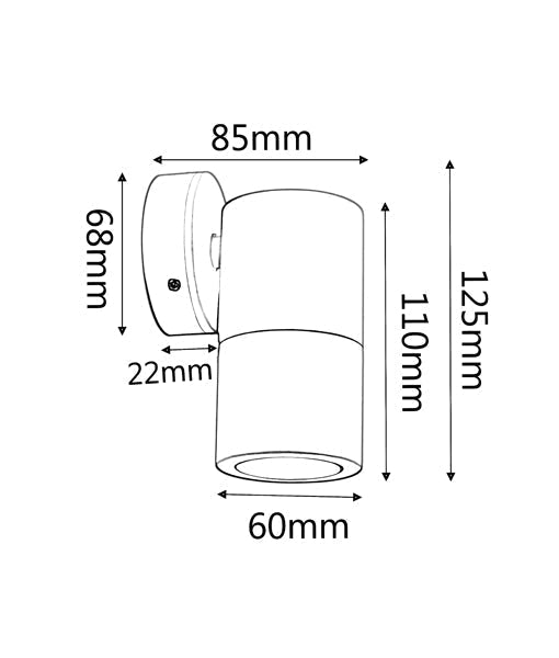 GU10 Exterior Single Fixed Wall Pillar Light White IP65 - PG1FWH